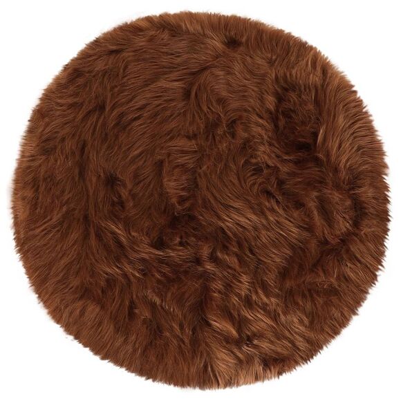Faux Fur Round Rug Fluffy Area Rugs for Bedroom 3 x 3 Feet Brown - Picture 1 of 6